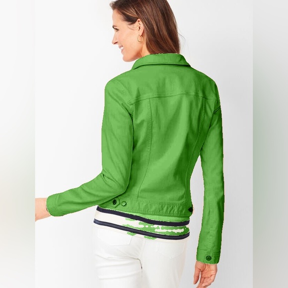 Talbots Classic Jean Jacket in Bright Green - Picture 2 of 9